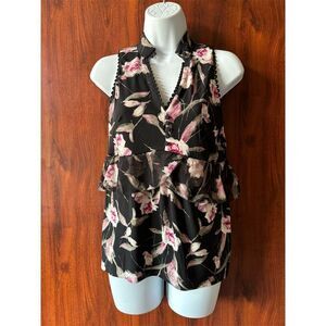 White House Black Market XXS Floral Ruffled Tiered Sleeveless Camisole Top